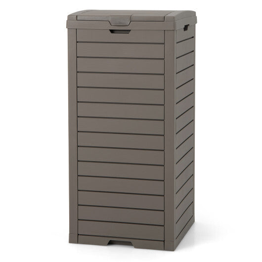 31 Gallon Large Outdoor Trash Can with Lid and Pull-out Liquid Drawer for Easy Cleaning-Black