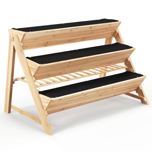 3-Tier Garden Bed with Storage Shelf 2 Hanging Hooks and 3 Bed Liners