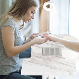 Folding Manicure Nail Table with Electric Dust Collector-White - Color: White