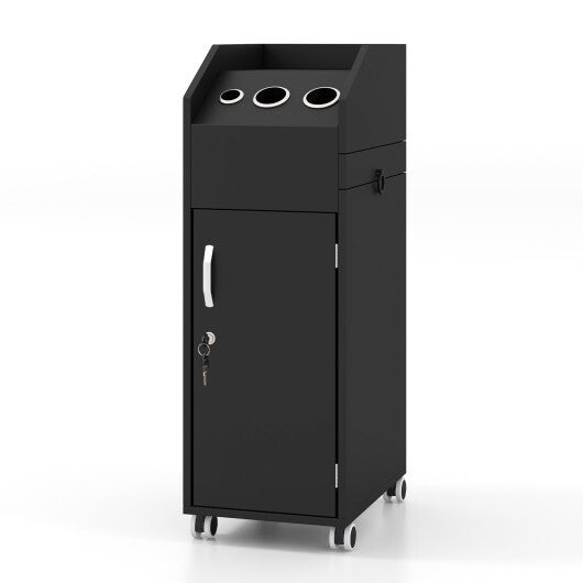Salon Trolley Cart 360? Rolling Tool Cart Mobile Storage Station with 4 Lockable Wheels-Black