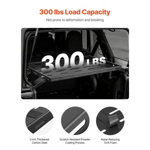 Rear Trunk Cargo Rack, for 2007-2024 Jeep Wrangler JK 4-Door Hardtops, 300 lbs Capacity, Carbon Steel Basket Tray Interior Storage Luggage Carrier with Net, Shelf Stand Organizer for Camping Trip Gear, Black