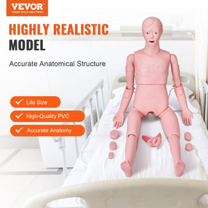 Nursing Training Manikin, Male Life Size Demonstration Human Manikin for Nursing Training, Multifunctional Education Teaching Model Supplies, PVC Anatomical Mannequin Body Care Simulator Model