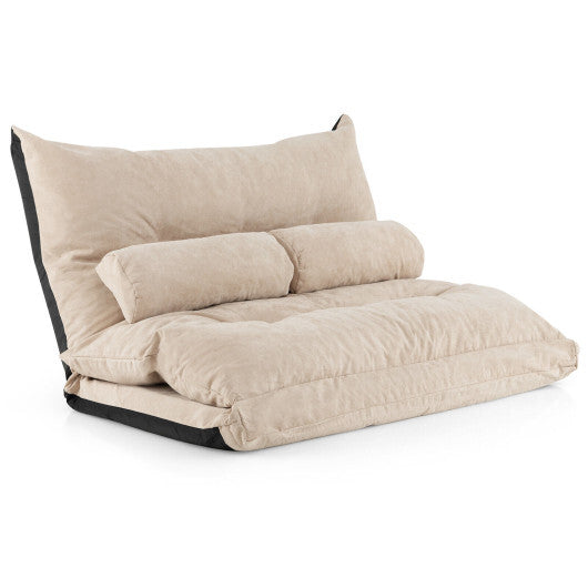 Adjustable Floor Sofa Bed with 2 Lumbar Pillows-Gray