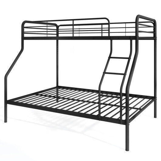 Twin Over Full Bunk Bed with Ladder and Full-length Guardrails-White