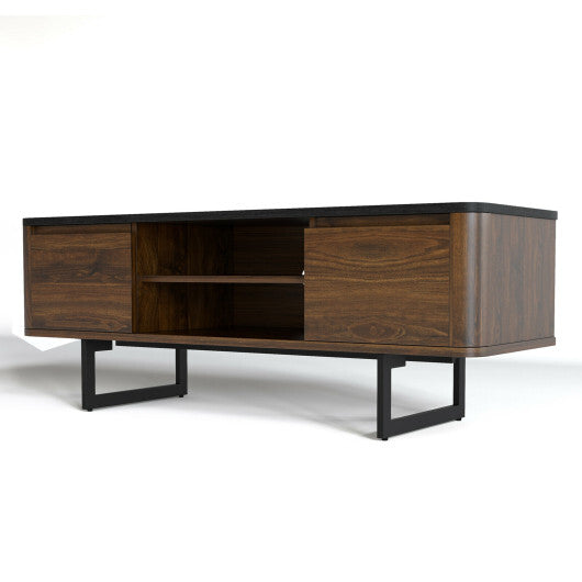 Wooden TV Stand with 2-Door Storage Cabinets for for TVs up to 55 Inch