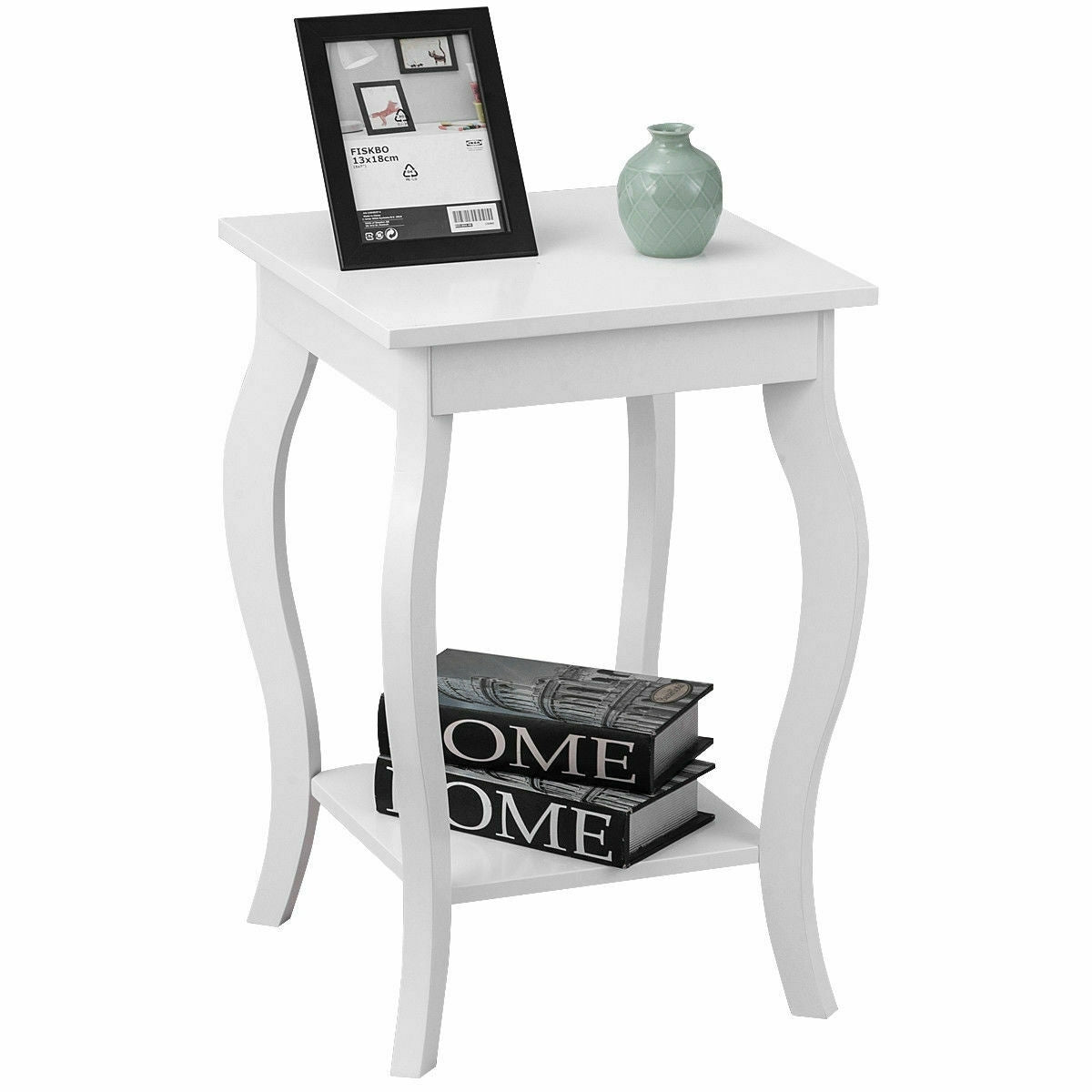 Accent Sofa End Side Table-White - Color: White