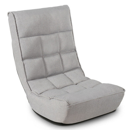 4-Position Adjustable Folding Floor Chair Lazy Sofa-Gray