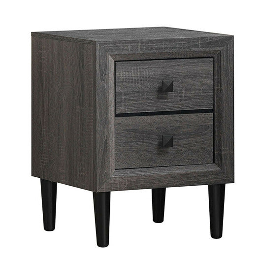 Multipurpose Retro Bedside Nightstand with 2 Drawers-White
