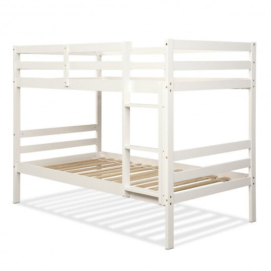 Twin Bunk Bed Children Wooden Bunk Beds Solid Hardwood-Brown