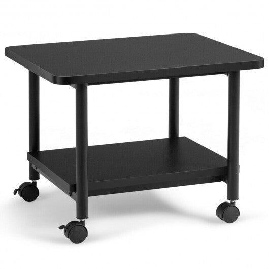Under Desk Printer Stand with 4 Wheels and Locking Mechanism-Black