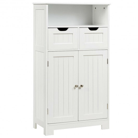 Bathroom Wooden Side Cabinet with 2 Drawers and 2 Doors-Gray