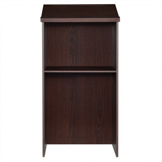 Wooden Floor Standing Podium Speaking Lectern - Color: Brown