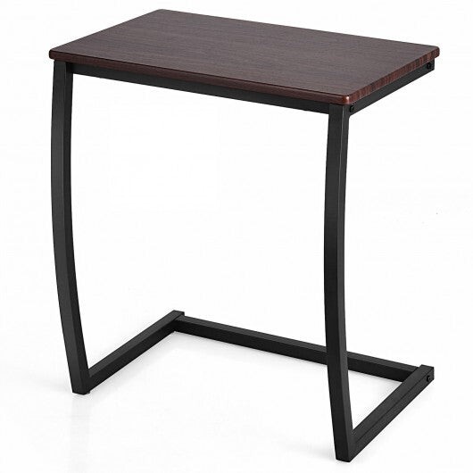 Steel Frame C-shaped Sofa Side End Table-Coffee - Color: Coffee