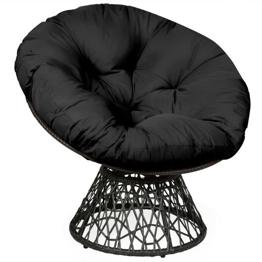 Rattan Papasan Chair Ergonomic 360-degree Swivel Soft Cushion Garden-Green