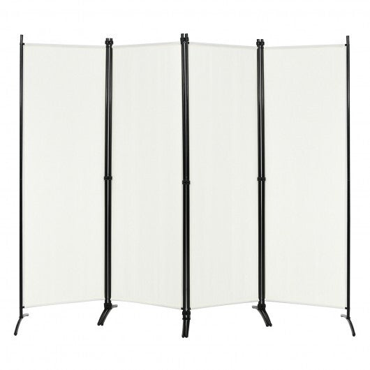 4-Panel Room Divider with Steel Frame-Black