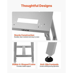 Electric Meat Bandsaw Stand, Floor Stand with Adjustable Height, Stable H-Shaped Frame, Anti-Slip Foot Pads, for Our Bone Saw Machine, Compatible with Models BS-130 & BS-250