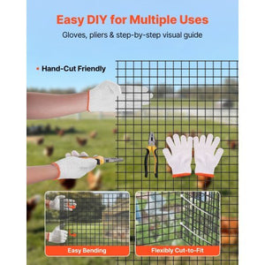 Hardware Cloth 60 in x 50 ft, 1/2 in 19 Gauge Galvanized Wire Mesh Roll, Weather-Resistant Vinyl Coated Chicken Wire Fencing, Heavy Duty Welded Garden Plant Fencing for Rabbit Cage Snake Fence