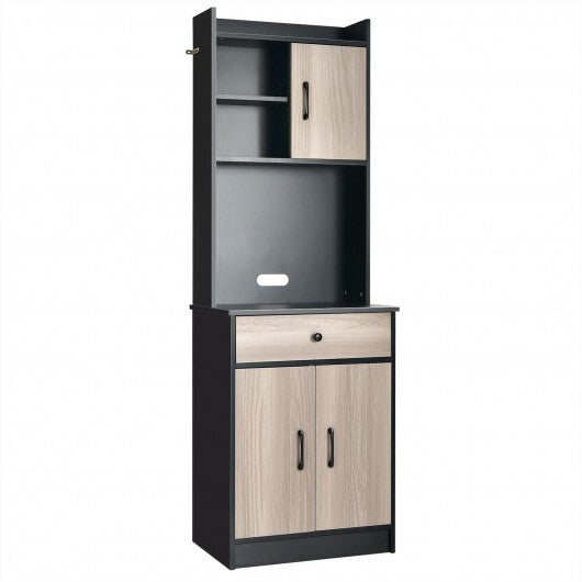3-Door 71 Inch Kitchen Buffet Pantry Storage Cabinet with Hutch and Adjustable Shelf-White
