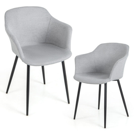 Set of 2 Upholstered Dining Chair with Ergonomic Backrest Design-Gray