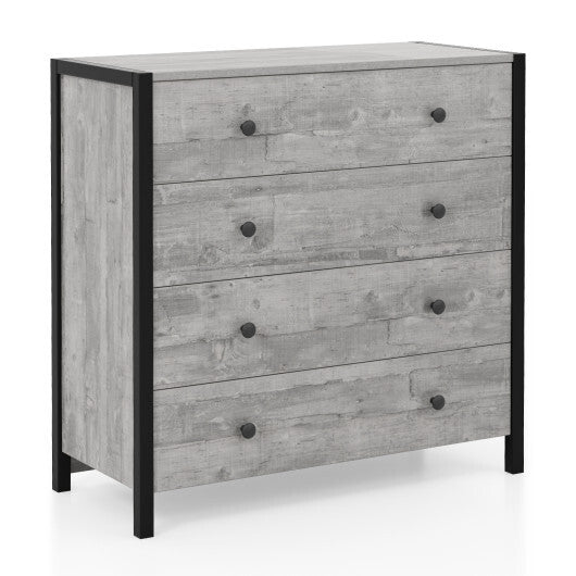 4-Drawer Dresser Modern Wooden Chest of Drawers for Bedroom Living Room-Gray