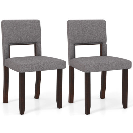Set of 2 Wooden Dining Chair with Acacia Wood Frame Padded Seat and Back-Beige