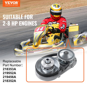 Drive Clutch, 2-8HP Engine, 2000 RPM High-Strength Drive Clutch with Asymmetric Designed Wheels & Robust Rubber Belt, Sturdy & Durable Clutch with Full Accessories, Fit for Various Engines