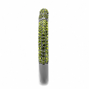 LO4284 - TIN Cobalt Black Brass Bangle with Top Grade Crystal in Olivine color