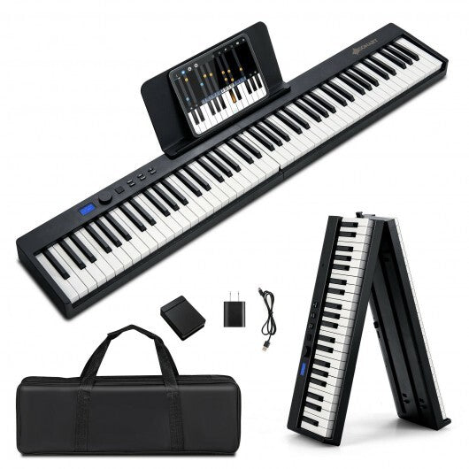 88-Key Foldable Digital Piano with MIDI and Wireless BT-White