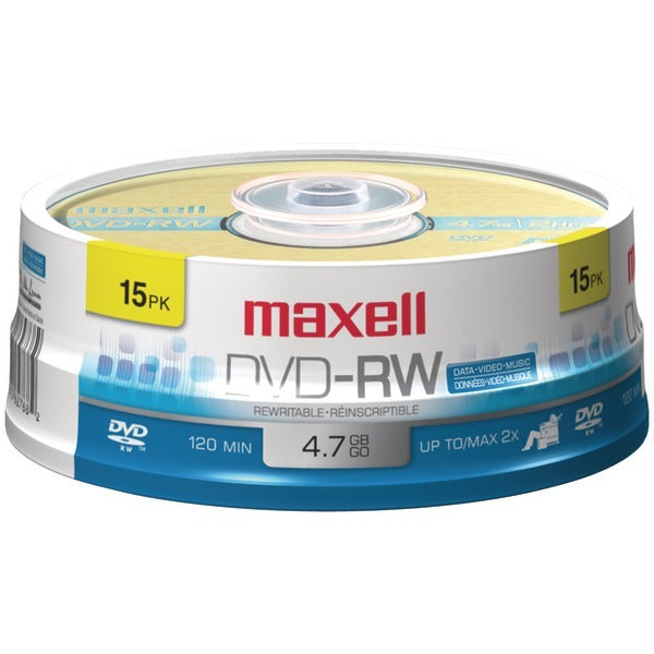 Maxell 635117 4.7GB 120-Minute DVD-RWs, 15-ct Spindle