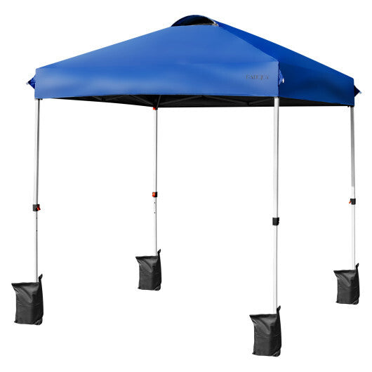 6.6 x 6.6 Feet Outdoor Pop Up Camping Canopy Tent with Roller Bag-Gray