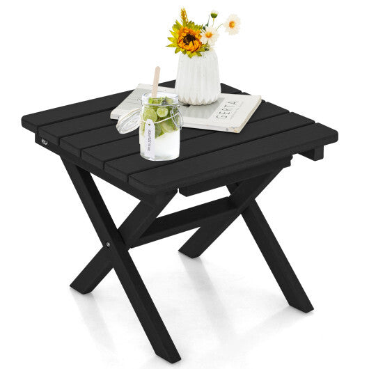 Outdoor Folding Side Table Foldable Weather-Resistant HDPE Adirondack Table-Gray
