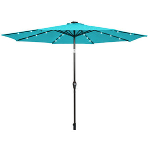 10 Feet Outdoor Patio Umbrella with Bright Solar LED Lights-Turquoise - Color: Turquoise - Size: 10 ft