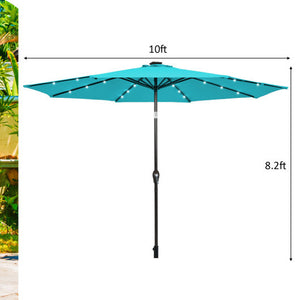 10 Feet Outdoor Patio Umbrella with Bright Solar LED Lights-Turquoise - Color: Turquoise - Size: 10 ft