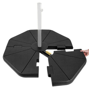 4-Piece Fillable Umbrella Base Stand for Garden Yard Poolside - Color: Black