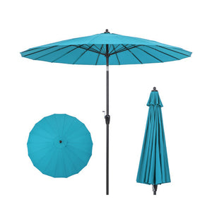 9 Feet Round Patio Umbrella with 18 Fiberglass Ribs-Turquoise - Color: Turquoise
