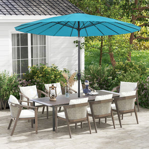 9 Feet Round Patio Umbrella with 18 Fiberglass Ribs-Turquoise - Color: Turquoise