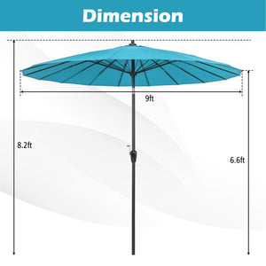 9 Feet Round Patio Umbrella with 18 Fiberglass Ribs-Turquoise - Color: Turquoise
