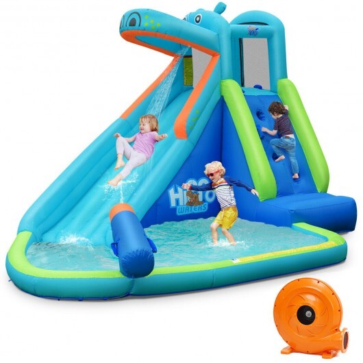 Hippo Inflatable Water Slide Bounce House with 740W Blower
