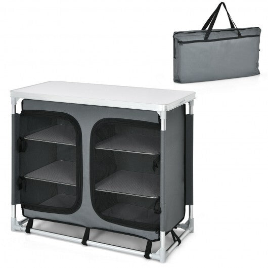 Outdoor Camping Cooking Table with Storage Organizer
