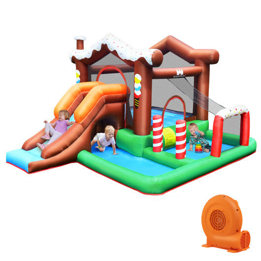 Kids Inflatable Bounce House Jumping Castle Slide Climber Bouncer with 550W Blower