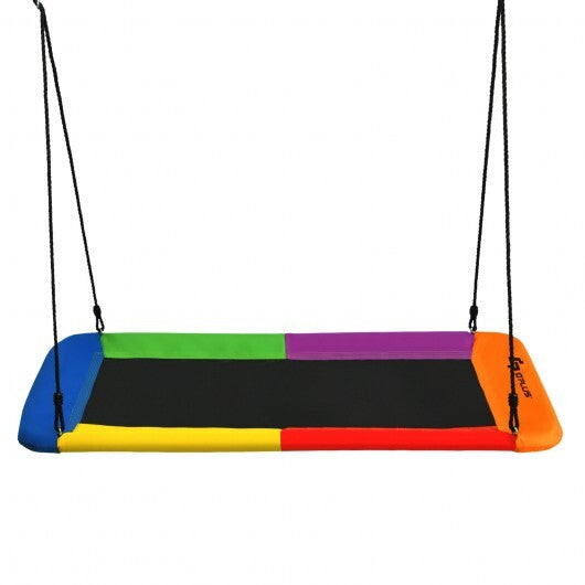 60 Inches Platform Tree Swing Outdoor with 2 Hanging Straps-Multicolor