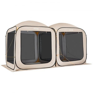 Screen House Tent, 12 x 6 ft, 2 in 1 Pop Up Screen Tent, Portable Screened in Canopy with Carry Bag, Netting Sides, Ground Stakes, for Garden, Patio, Backyard, and Outdoor Activities, Beige
