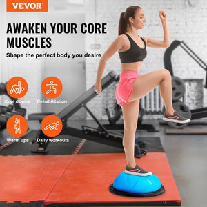Half Exercise Ball Trainer, 23 inch Balance Ball Trainer, 660 lbs Capacity Stability Ball, Yoga Ball with Resistance Bands and Pump, Strength Fitness Ball for Home Gym, Full Body Workouts, Blue