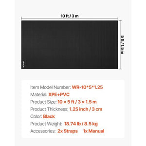 10x5 ft Wrestling Mat, Martial Arts Thick Mat for Home Gym Workouts Exercise, Waterproof PVC Roll-Up Training Mats for Gymnastics, Tatami, Jiu Jitsu BJJ MMA Judo, Boxing, Black