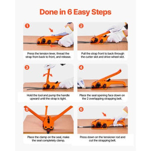 Banding Strapping Kit, Heavy Duty Banding Sealer Tool with 2000 ft PET Band, 600 Metal Seals, 200 Corner Protectors, Plastic Pallet Packaging Strapping Kit for Warehouse, Transportation, Home