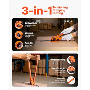 Banding Strapping Kit, Heavy Duty Banding Sealer Tool with 2000 ft PET Band, 600 Metal Seals, 200 Corner Protectors, Plastic Pallet Packaging Strapping Kit for Warehouse, Transportation, Home