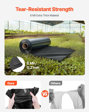 10 Mil Plastic Sheeting Heavy Duty 5' x 100', Thick Plastic Sheeting Roll, Plastic Drop Cloth Painters Tarp, Polyethylene Covering for Crawl Space Vapor Barrier, Multi-Purpose, Black