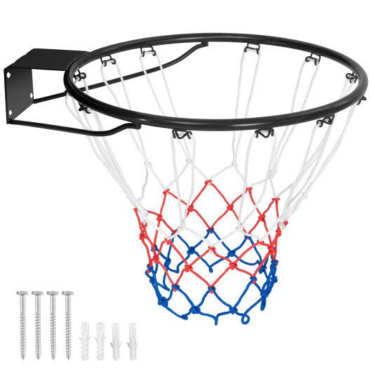 Basketball Rim Replacement 15 Inch with Weatherproof Net - Black