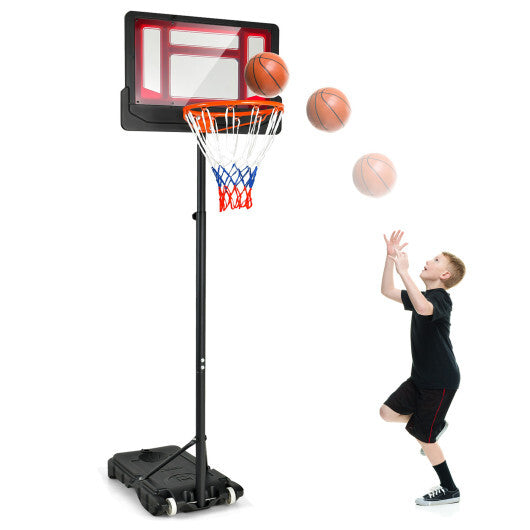 Portable Basketball Hoop with Wheels - Red