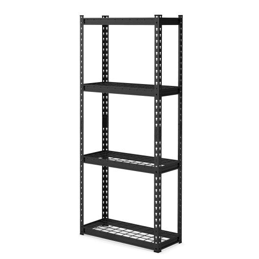 4-Tier Metal Shelving Unit with Anti-slip Foot Pad and Anti-tipping Device-Gray